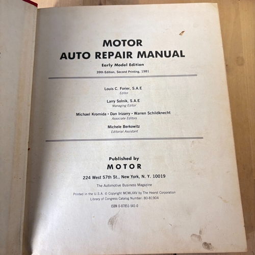 Motor Auto Repair Manual Early Model Edition 1969-1976 7th Edition 1981 - Foto 6 di 13