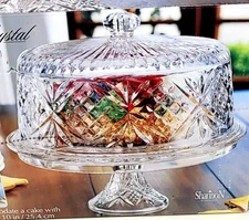 NIB - Shannon Crystal 4 in 1 Crystal Clear Cake Dome Punch Bowl Appetizer Plate