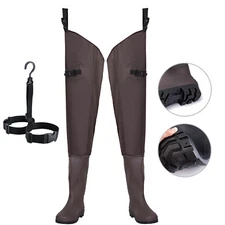Waterproof 2-Ply PVC/Nylon Hip Waders w/Boot Hanger Ultra Light for Men Women