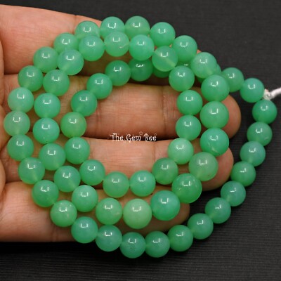 7 mm-8 mm Natürlicher Edelstein Chrysopras Runde Kugel Perlen 18 Zoll Strang