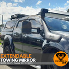 Extendable Towing Mirrors suit Isuzu Dmax 2012-2019 Black Electric Caravan Trail