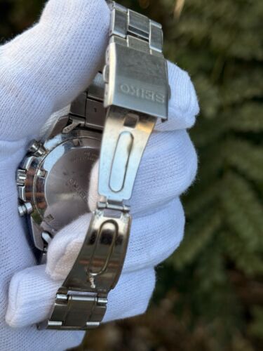 USED :::SEIKO CHRONOGRAPH 100M DATE SSB031 6T63-00D0 WRISTWATCH GOOD CONDITION - Picture 7 of 8