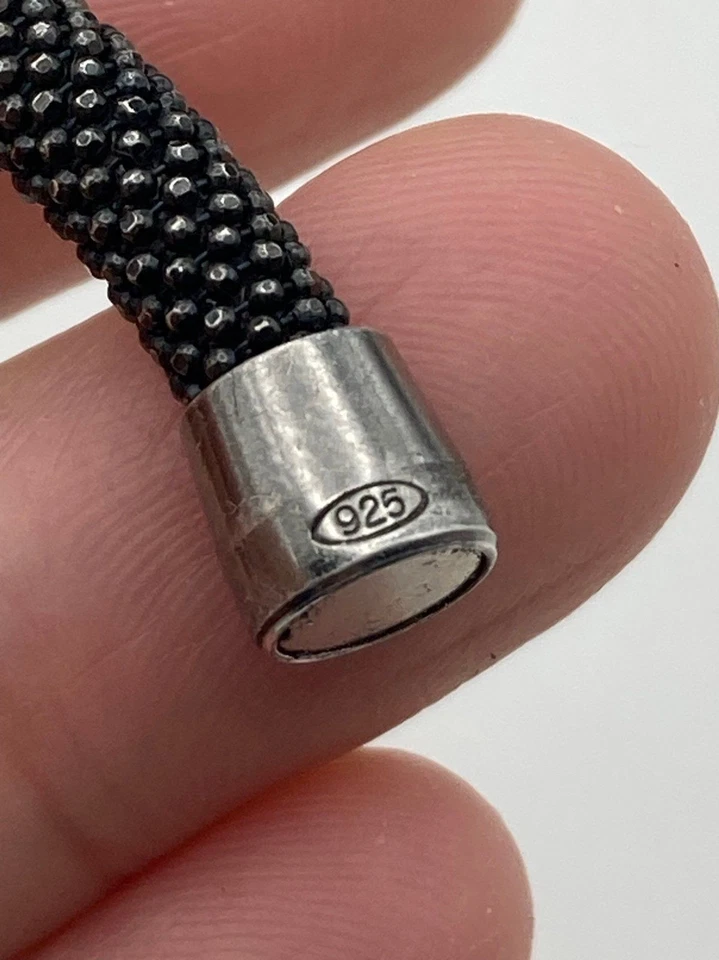 Pulsera magnética de malla de plata de ley 925 Italia oxidada 7,25" Foto 3 de 4