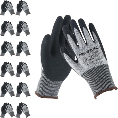12 Pairs of Cut Resistant Gloves Level 5, Sturdy and Durable Cut Resistant Glove