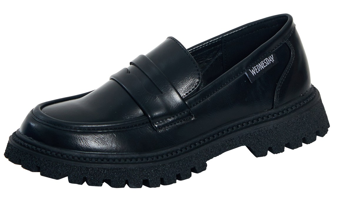 Girls Wednesday Adams School Shoes Kids Chunky Sole Black  display picture 1
