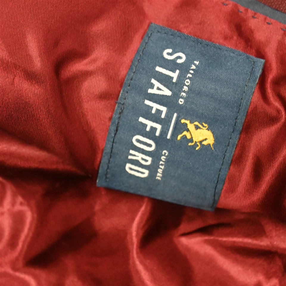 Blazer chaqueta abrigo deportivo Stafford 48L rojo granate con botones plateados para hombre Foto 4 de 4