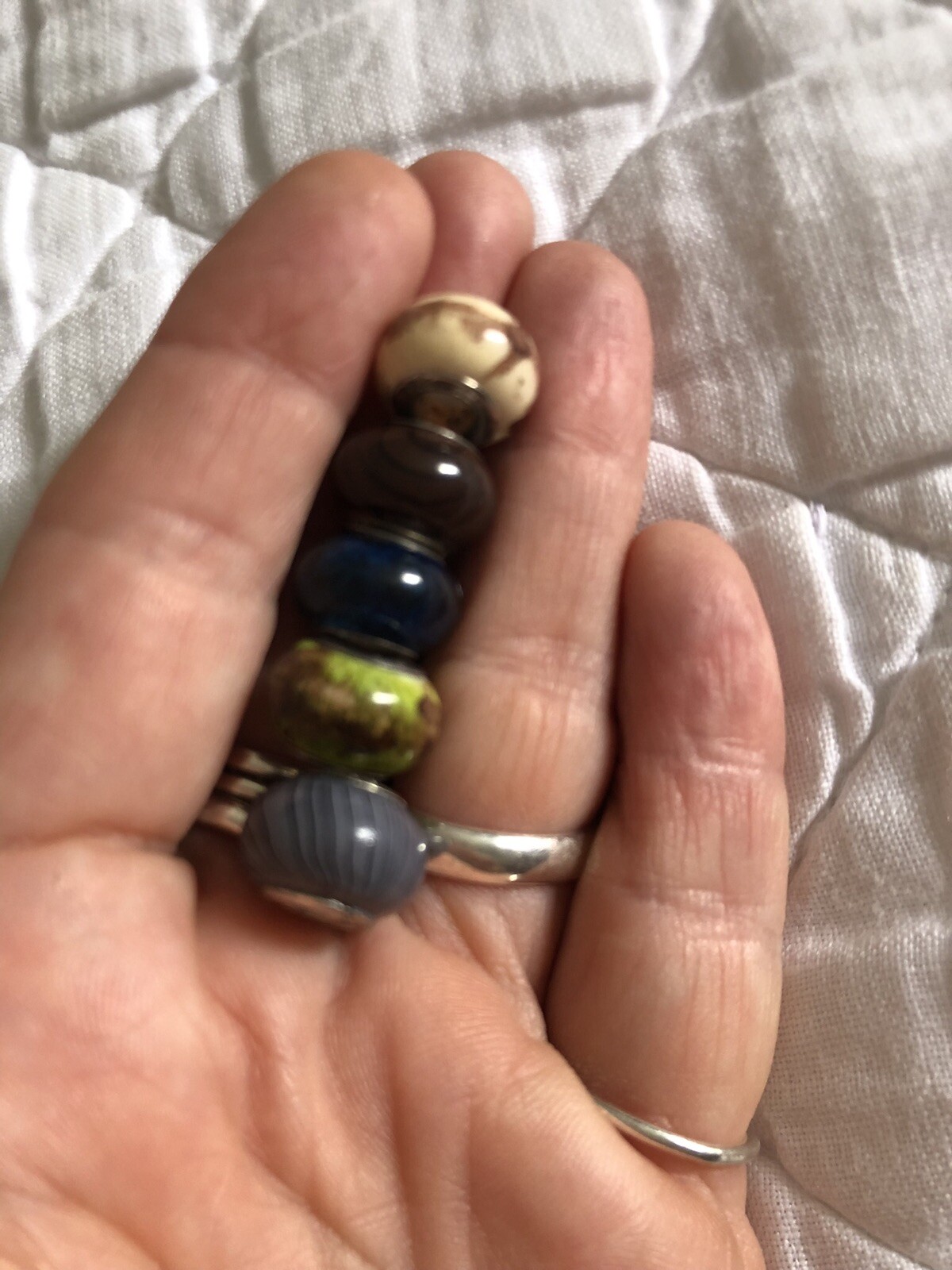 25 Glass Murano Style 925 Charm Beads EUC Unbranded