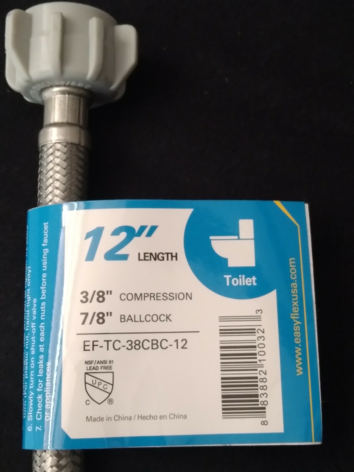 10 PACK Toilet Supply Line Stainless Braided 3/8" Compression x Ballcock x 12"