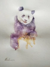 Panda, Animal, Watercolor artwork, Handmade, Original painting on paper