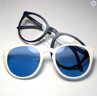 POLO RALPH LAUREN PH4183U Sunglasses with Clip-On White & Blue NEW
