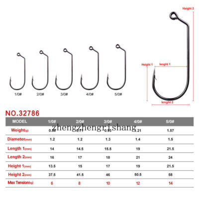 100Pcs/Pack Big Jig Fishing Hook 60 Degree Jig Hook Size 1/0 2/0 3/0 4/0 5/0