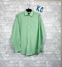 NEW MEN'S ARROW FITTED WRINKLE FREE SHIRT COLLAR GREEN M 15-15.5 34/35