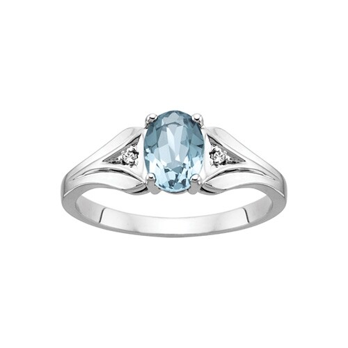 Oval Cut Aquamarine Diamond Halo Ring in 10K White Gold