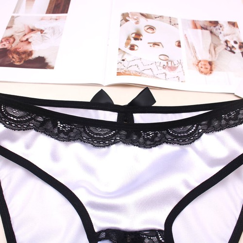 Womens Silk Satin Crotchless Thong G-string Panties Lingerie Underwear Briefs☆ - Foto 4 di 19