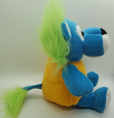PLUSH APPEAL Mardi Gras Yellow/Blue Lion Dog Stuffed Animal Toy 9" - Green Mane - Picture 3 of 8