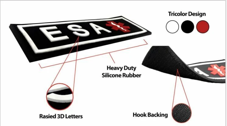 3D PVC Rubber Service Dog Patch for Harness and Vest Removable Hook Back Badge - Image 2 of 2