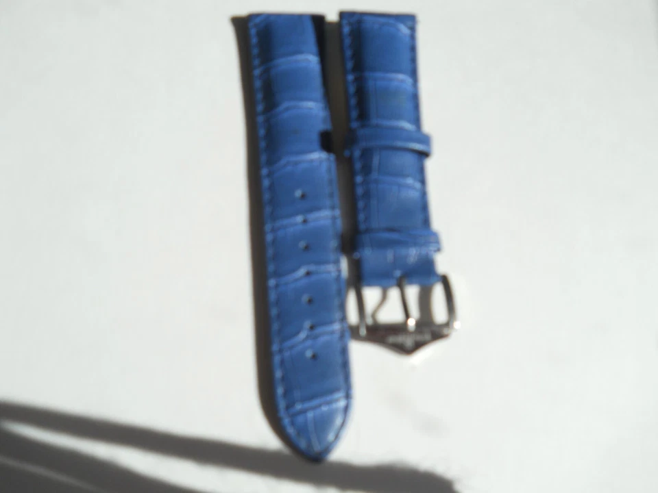 Correa de reloj Techno Master genuina 22 mm nueva sin etiquetas azul de cuero genuino correa de 2 piezas Foto 3 de 4