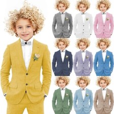 Boy Summer Lightweight Linen Suit Set Blazer Pants Cute Stylish for Wedding Ring