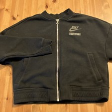 Vintage Nike Air Womens S Black Cropped Jacket Full Zip Logo Red Label