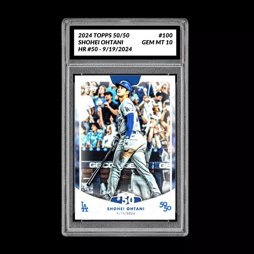 Graded 10 SHOHEI OHTANI HR #50 - 2024 Topps 50/50 Card #100 Dodgers MLB History