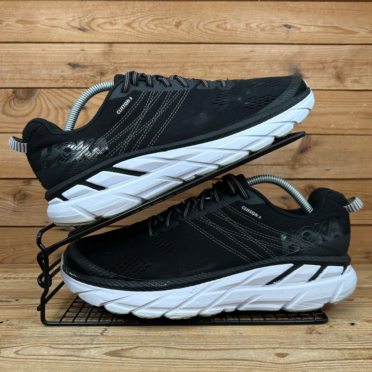 Hoka One One Trainers Womens Size UK Clifton Black Road