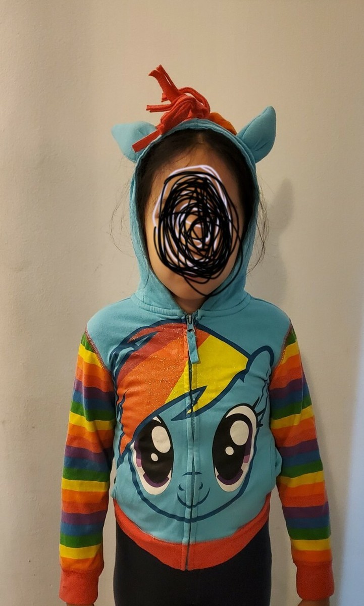 My Little Pony Children's Hoodie Sweater Full Zip Up Rainbow Dash Size S  4T
