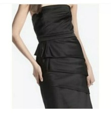 White House Black Market Womens Sz 4 Satin Strapless Cocktail Little Black Dress