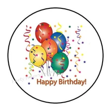 30 HAPPY BIRTHDAY ENVELOPE SEALS LABELS STICKERS PARTY FAVORS 1.5" ROUND