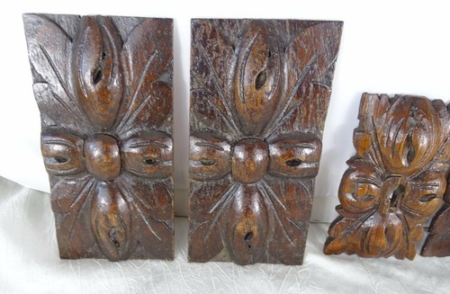 French Antique Carved Wood Trim Set of 7 Applique Furniture Decorative Wood Part - Picture 6 of 12