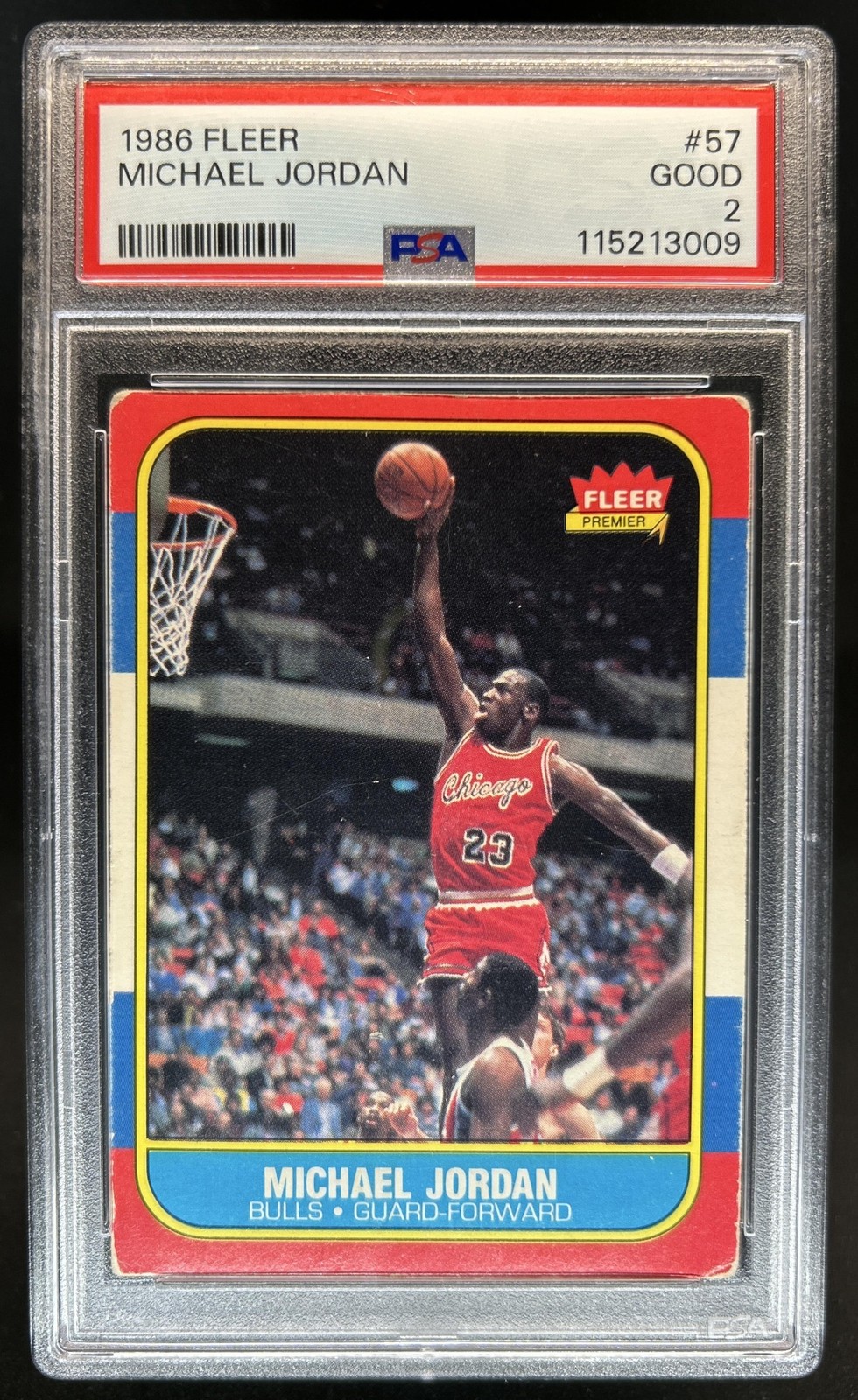 1986-87 Fleer Michael Jordan Rookie RC #57 Bulls PSA 2