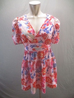Vero Moda Size S Womens Multicolor Floral V Neck Short Sleeve Beauty Dress 139