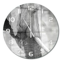 Runde Wanduhr Aus GehäRtetem Glas Glas-Wanduhr Elefant WeißE Zeiger Fi60 Cm