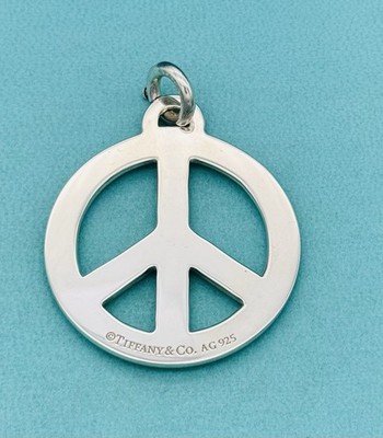 Tiffany & Co. Huge Peace Sign Charm Pendant & Clasp Ring Silver w
