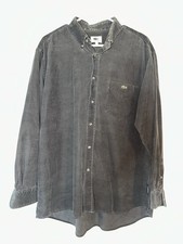 Vintage Lacoste Gray Corduroy Shirt Long Sleeve Button Down Casual Top Sz 43