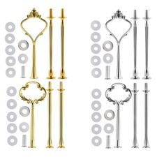 4 Sets of 3 Tier Cake Plate Stand Handle Hardware, Cake Fruit Food Plate Stand H