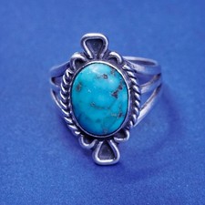 sz 6.75, Native American, southwestern Sterling silver ring w/ turquoise