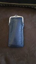 Vintage Kiss Lock Coin Purse Or Eyeglasses Case Only Blue Animal Print.
