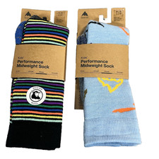 NEW 2 pair Burton Kids' Performance Midweight Merino Wool Socks M/L 2-4  42