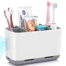 Toothbrush and Toothpaste Holder Drainage for Bathroom Countertop with Adjust...