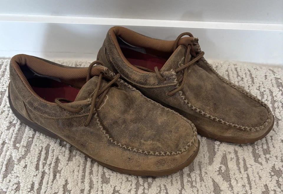 Zapatos sin cordones Twisted X para hombre mocasines informales de cuero marrón talla 8,5 M Foto 3 de 4