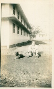 1940s WWII US Army Schofield Barracks soldier's Hawaii Photo SG & mascot dog