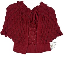 Handcrafted Garnet Knitted Cape Girls 4-5T Vtg-inspired Victorian Cottage NWT