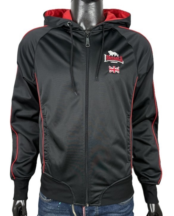 Lonsdale London Felpa Uomo Taglia M Nera Full Zip Cappuccio Big Logo