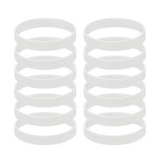 12 Pcs Silicone Bracelets Wristbands, Elastic Blank Sports Bands, White