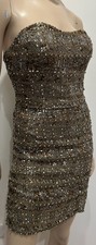 BG HAUTE Silver & Gold Sequin Diamante Boned Strapless Mini Evening Dress