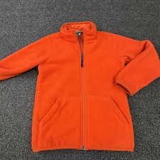L.L. Bean Jacket Youth 6X/7 Orange Fleece Full Zip Pockets Reflective Outdoor
