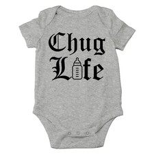 AW Fashions Chug Life Baby Bodysuit Funny, Cute, and Newborn, Sports Grey