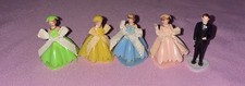 Lot Vintage Bridesmaid 1 Groom Cake Toppers Green Pink Blue Yellow Hard Plastic