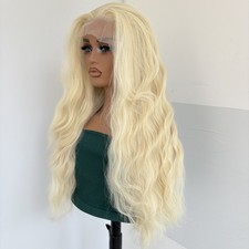Long Wavy Blonde Heat Resistant Hair Pre Plucked HD Lace Front Wig