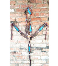 WILDRACE Premium Horse Show Saddle Tack Western Leather Headstall Breast Collar